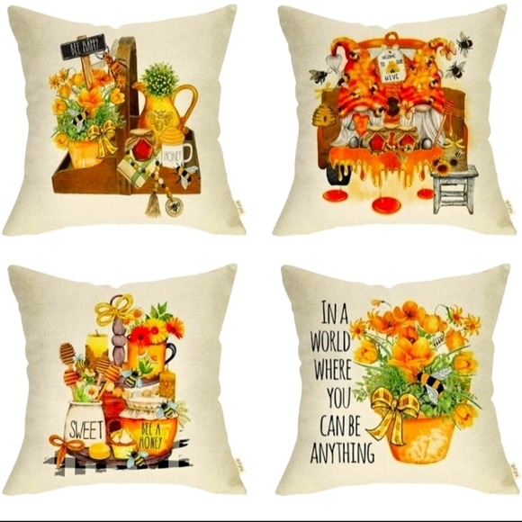 4 Pcs Fall Autumn Summer Thanksgiving Decorative Pillow Cover Case 18"X18" - Picture 1 of 9